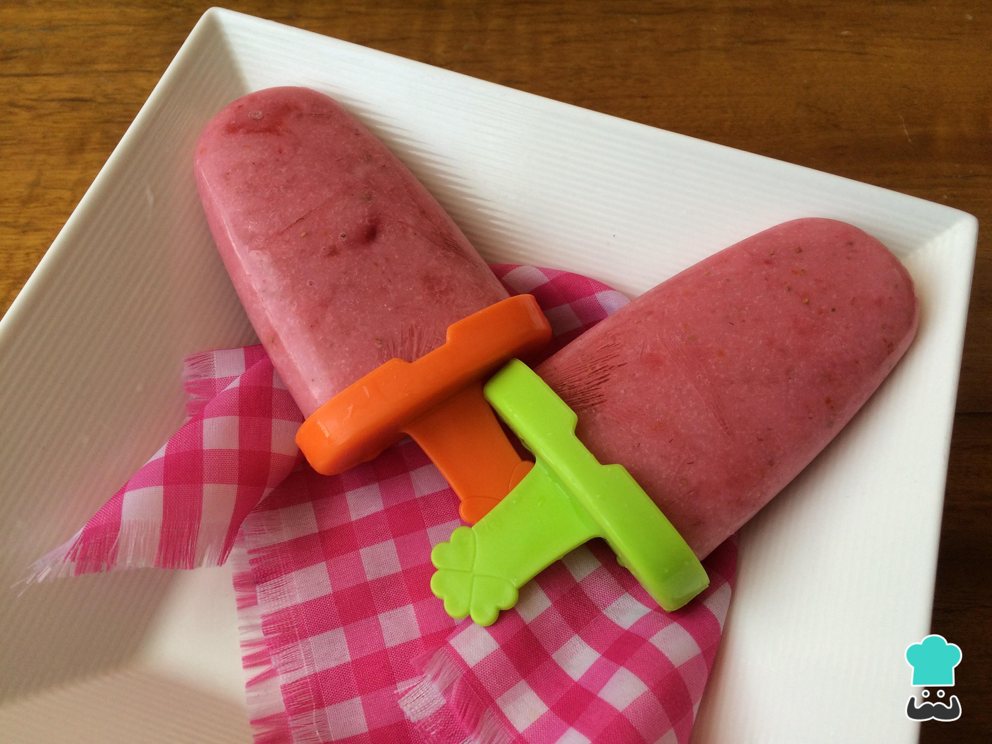 Paletas cremosas de fresas Fácil