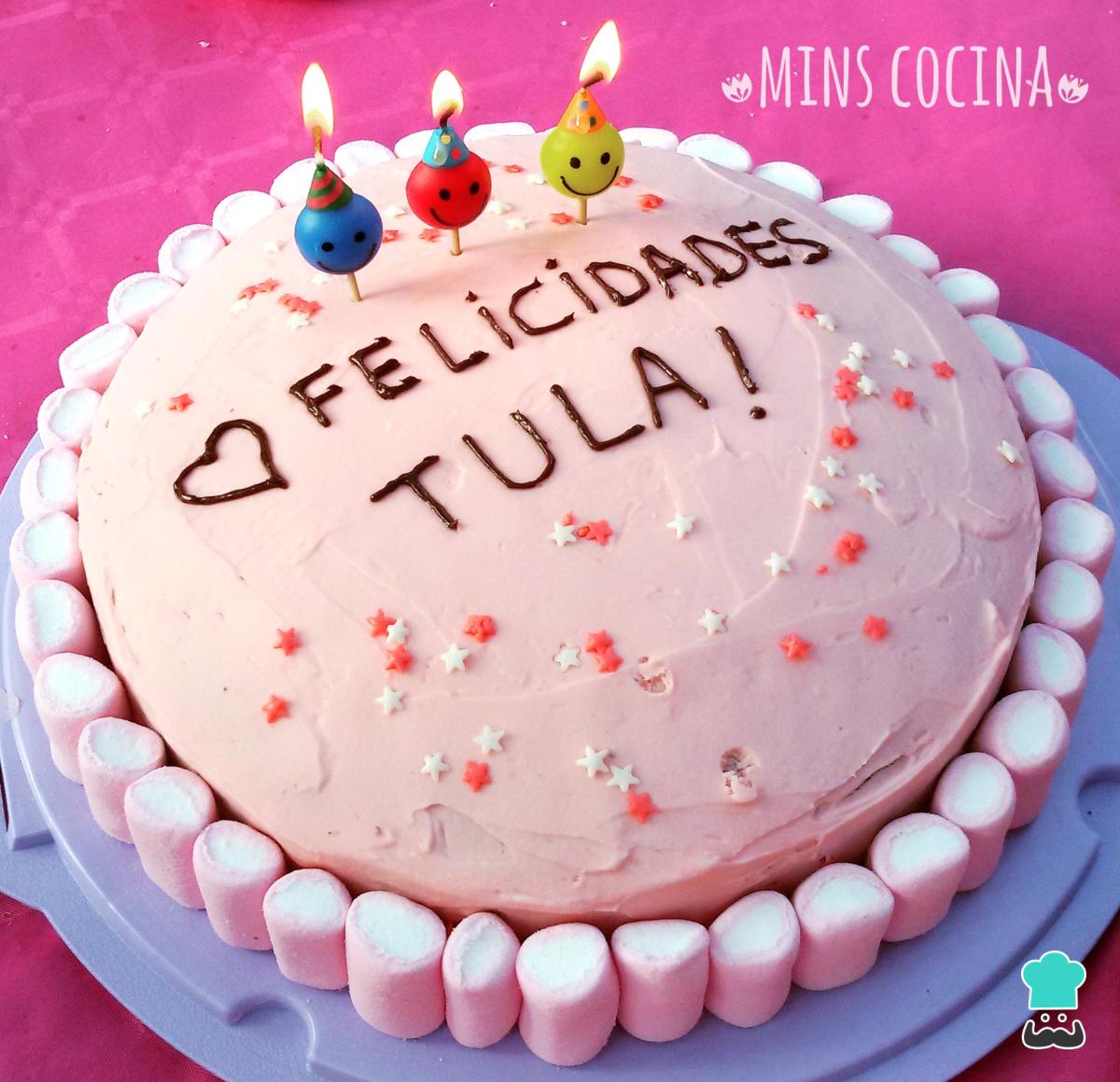 Receta de Tarta de cumpleaños rosa