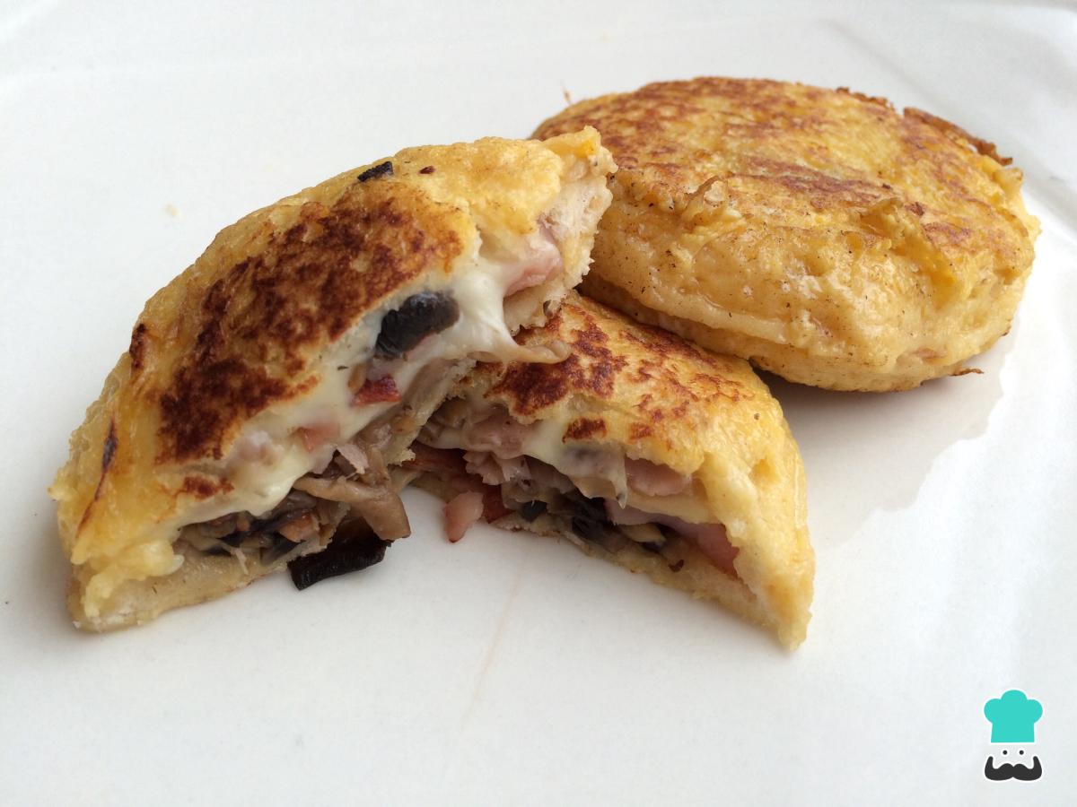 Receta de Pan relleno de queso y champiñones