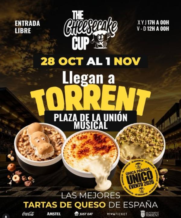 La feria de tartas de queso que llega a Valencia del 28 de octubre al 1 de noviembre: entrada gratuita y versiones de pistacho, Kinder y Happy Hippo - The Cheesecake Cup llega a Torrent con entrada gratuita y tartas de queso para todos los gustos