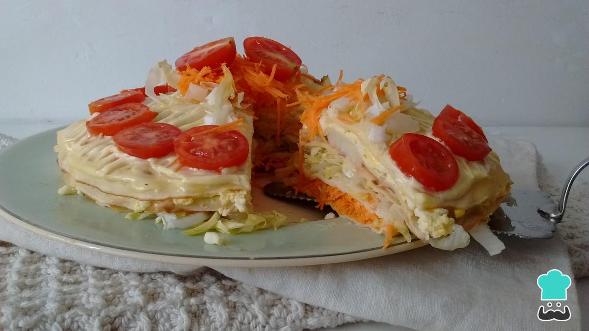 Receta de Torre de panqueques vegetariana