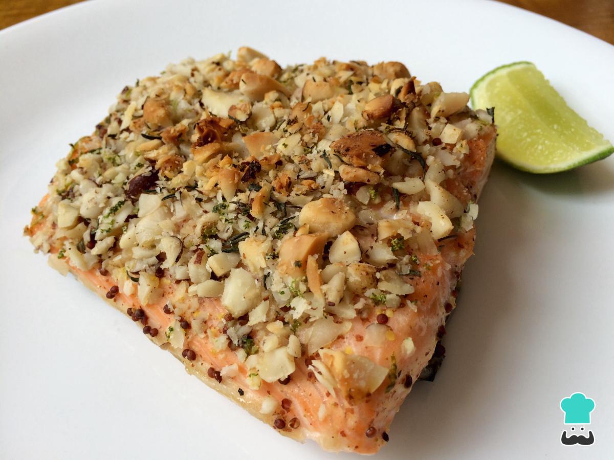 Receta de Salmón en costra de nueces