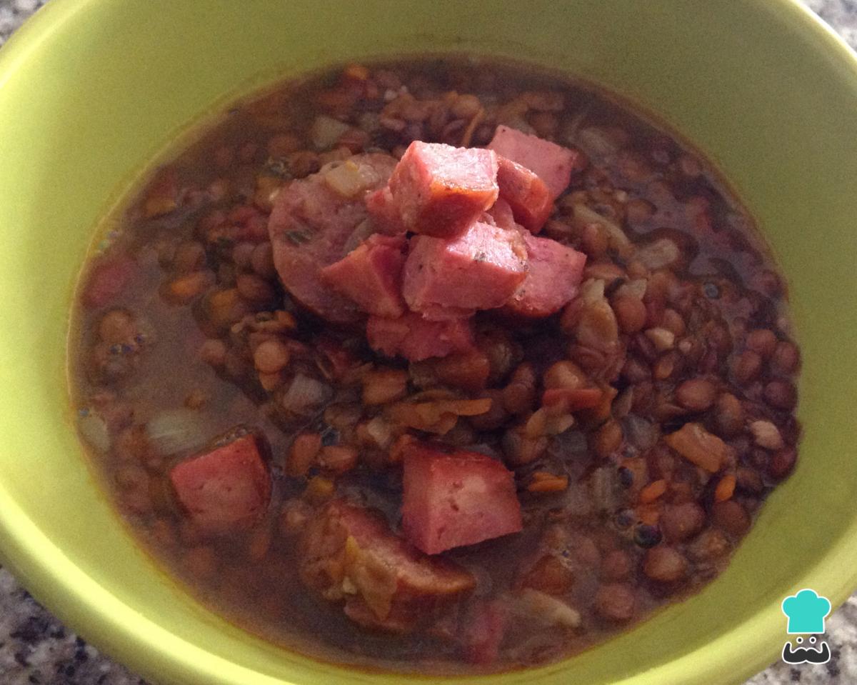 Receta de Lentejas con chorizo sin olla express