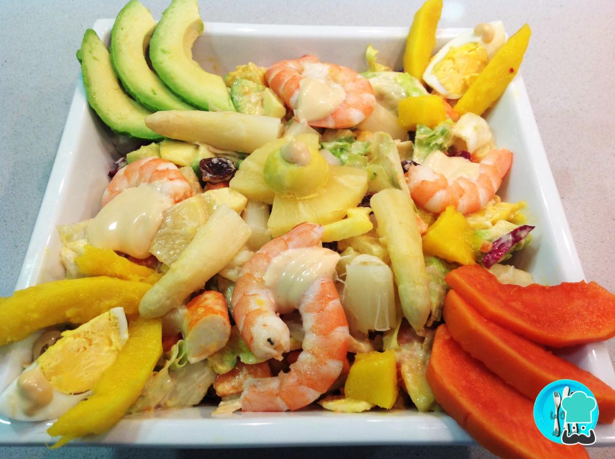 Receta de Ensalada tropical con gambas