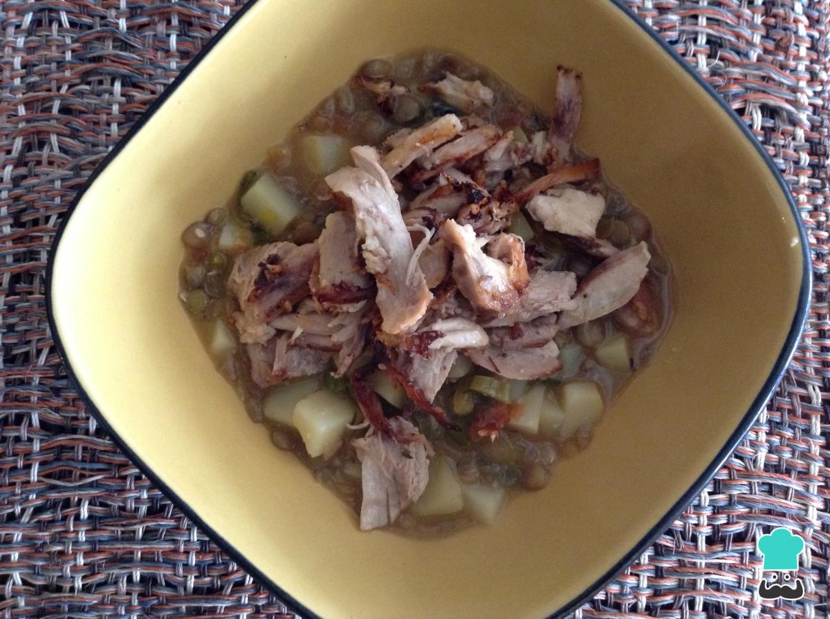 Receta de Lentejas con pollo y patatas