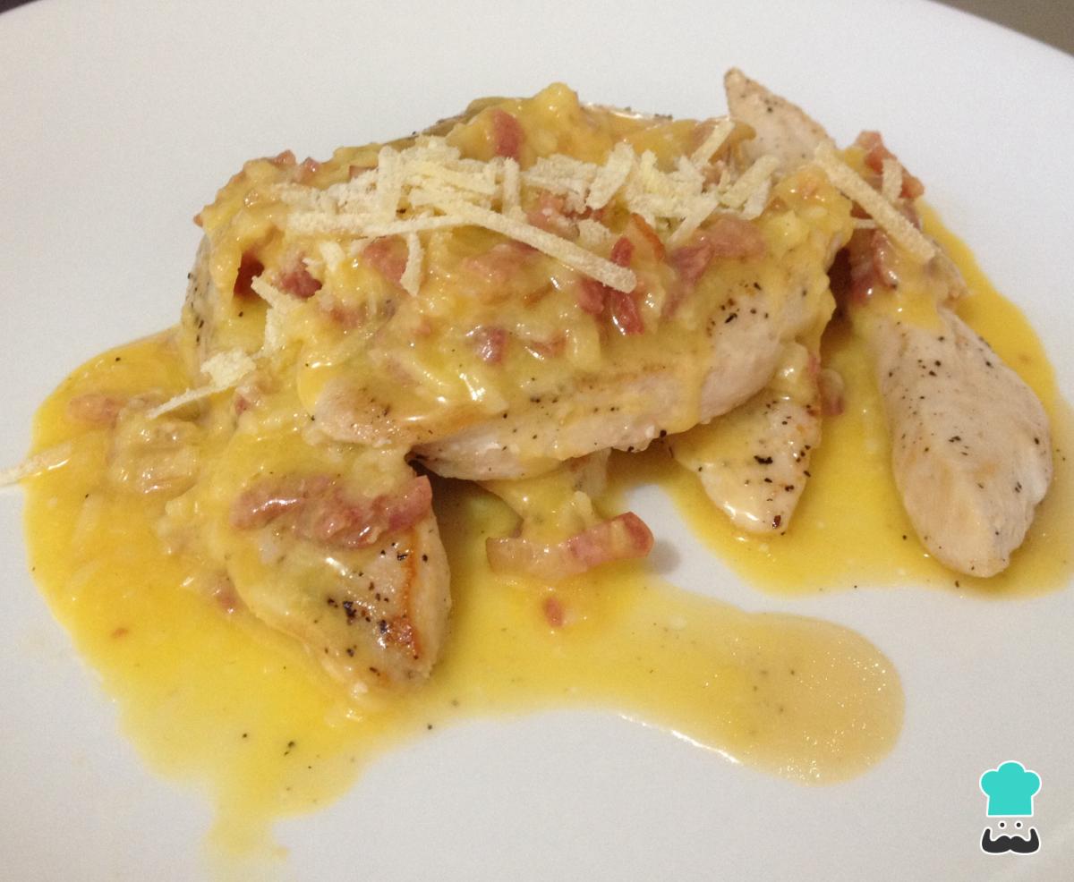 Receta de Pechuga de pollo a la carbonara