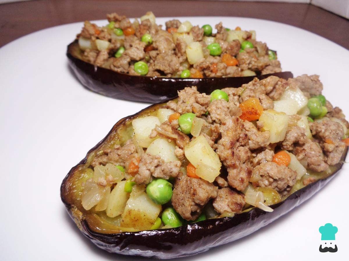 Receta de Berenjenas rellenas de carne picada light