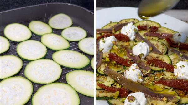 Pablo Suárez, cocinero: “La cena más rica, sana y fácil para el otoño se hace con 1 calabacín, 1 lata de anchoas y queso ricotta” - La receta de ensalada templada de calabacín, anchoas y ricotta de Pablo Suárez