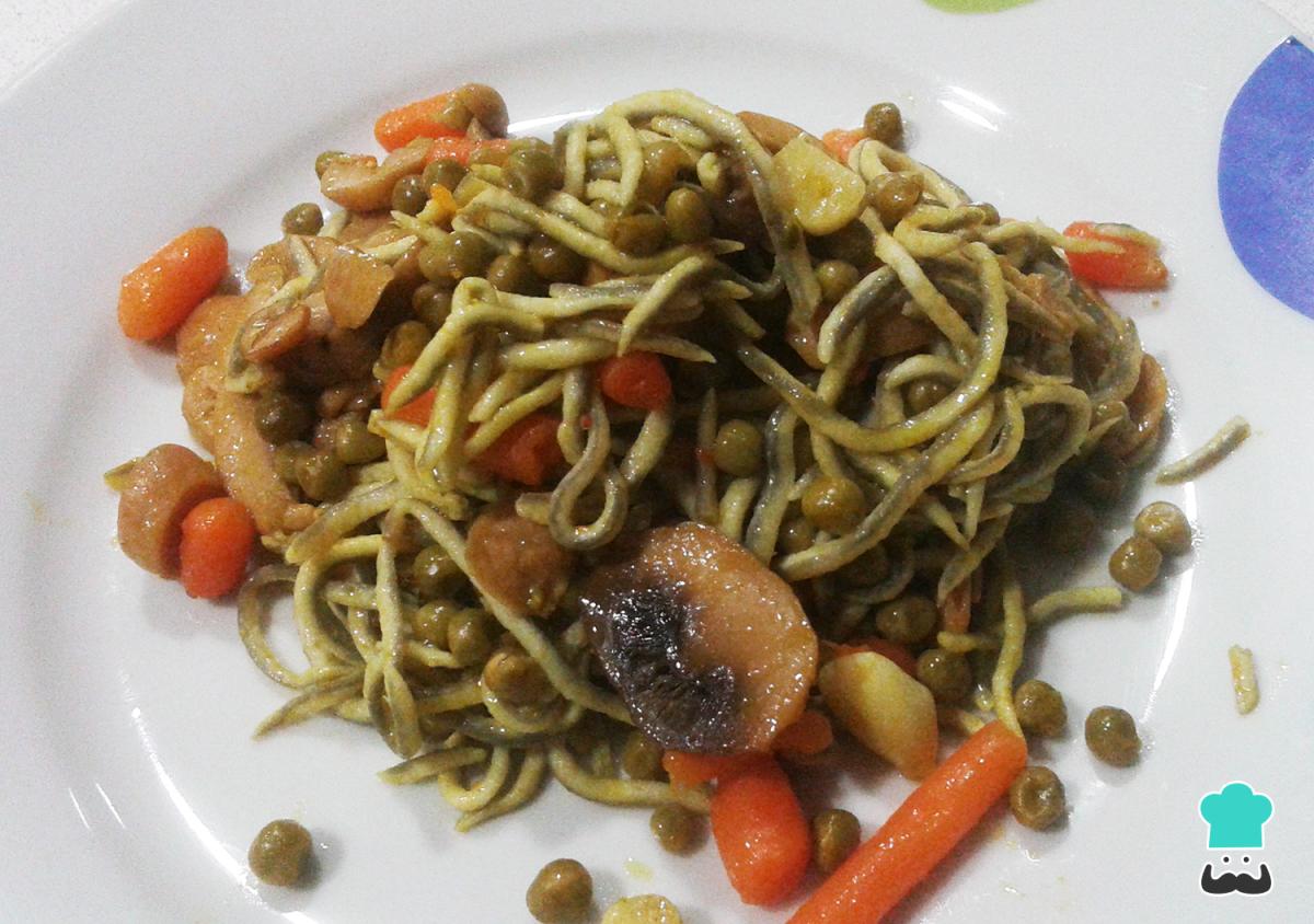 Receta de Gulas con champiñones y guisantes