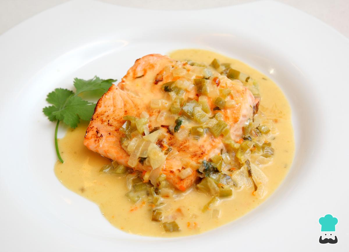 Receta de Salmon rosado con salsa de champagne