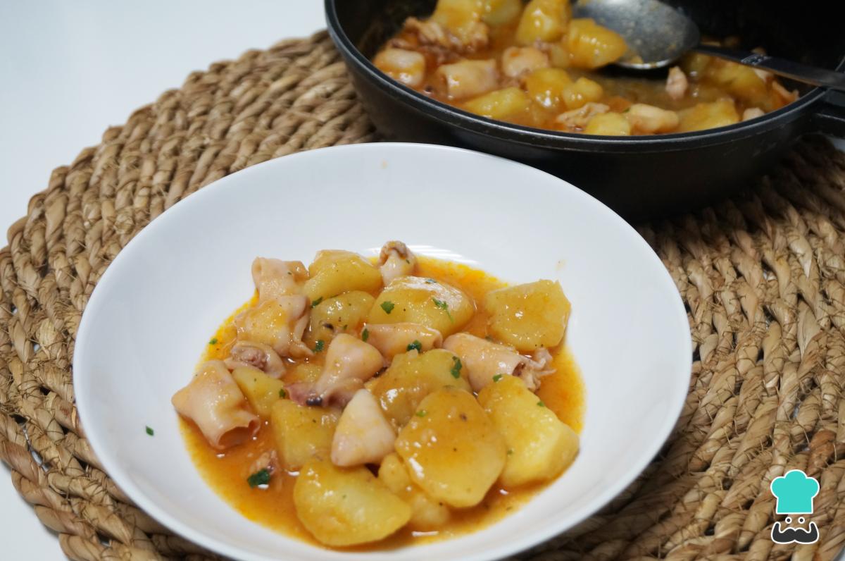 Receta de Calamares con patatas guisadas