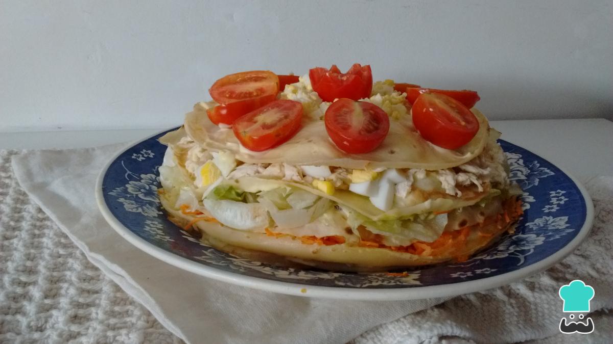 Receta de Torre de panqueques de pollo