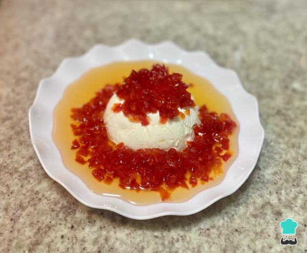 Receta de Queso crema con pimentón en almíbar