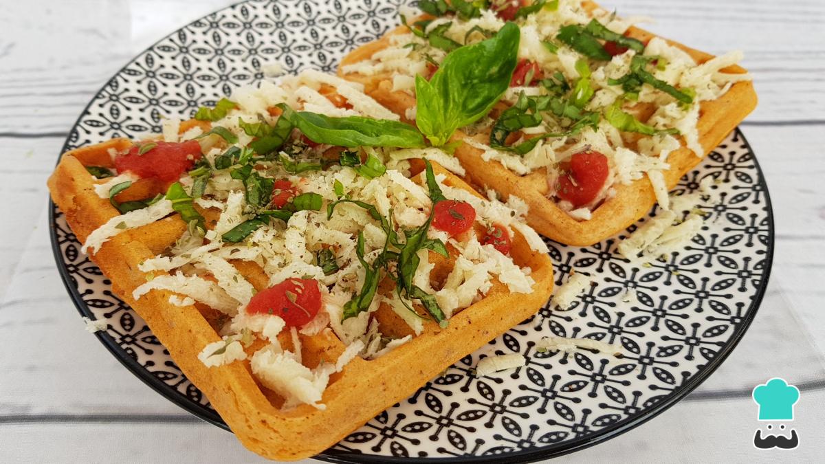 Receta de Gofres de pizza veganos