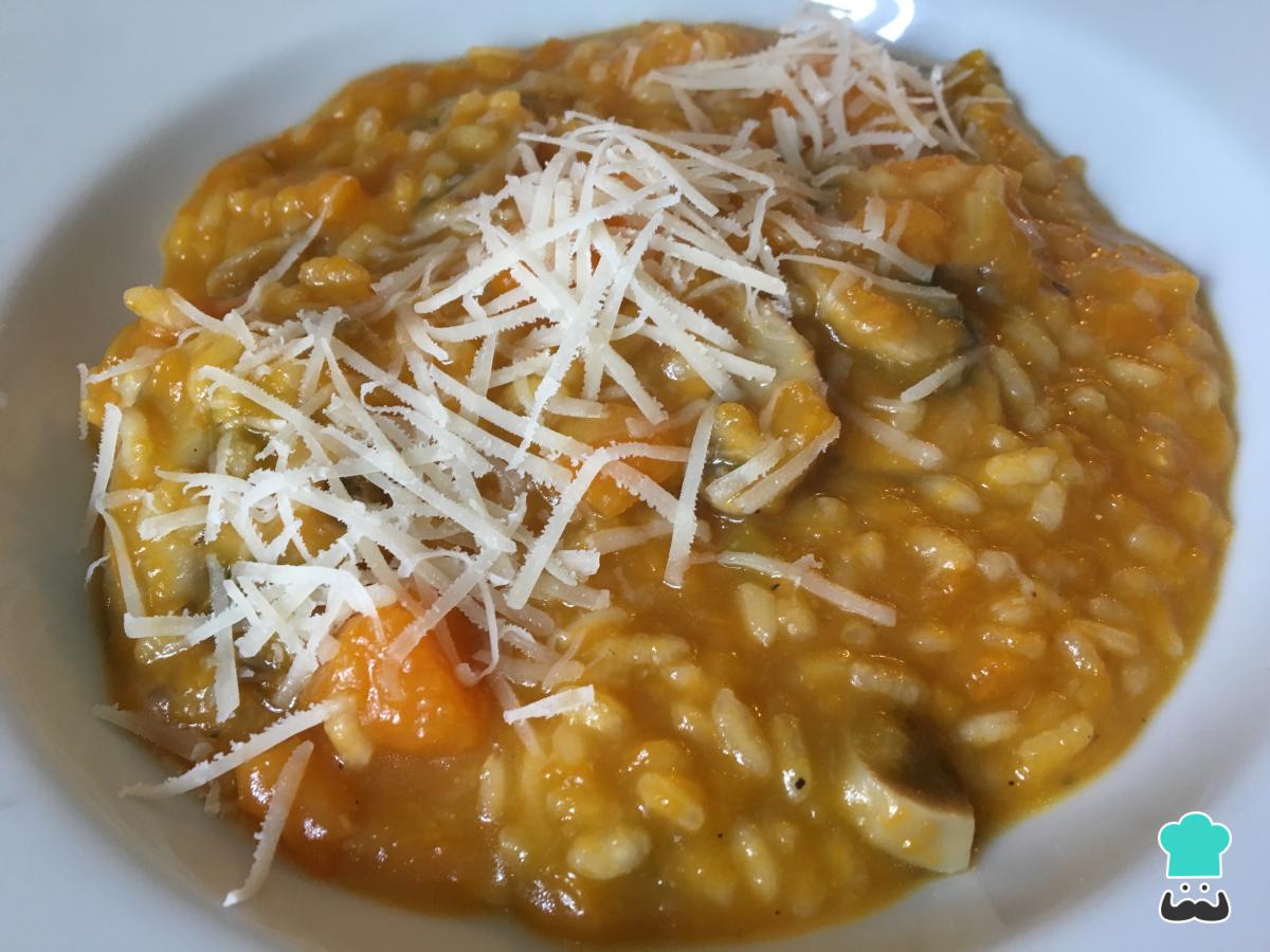 Receta de Risotto de calabaza y champiñones