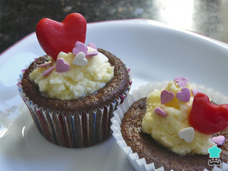 Cupcakes de chocolate para San Valentín