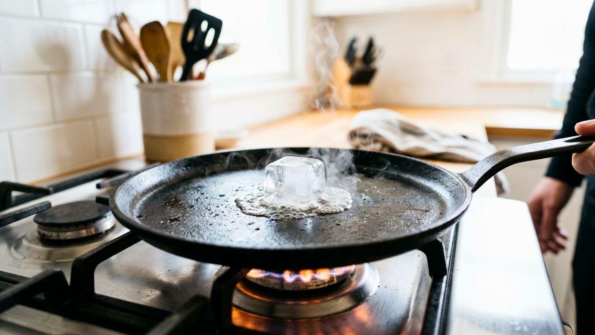 El truco del cubito de hielo en la sartén caliente que mejora el dorado de salteados, verduras y carnes al instante