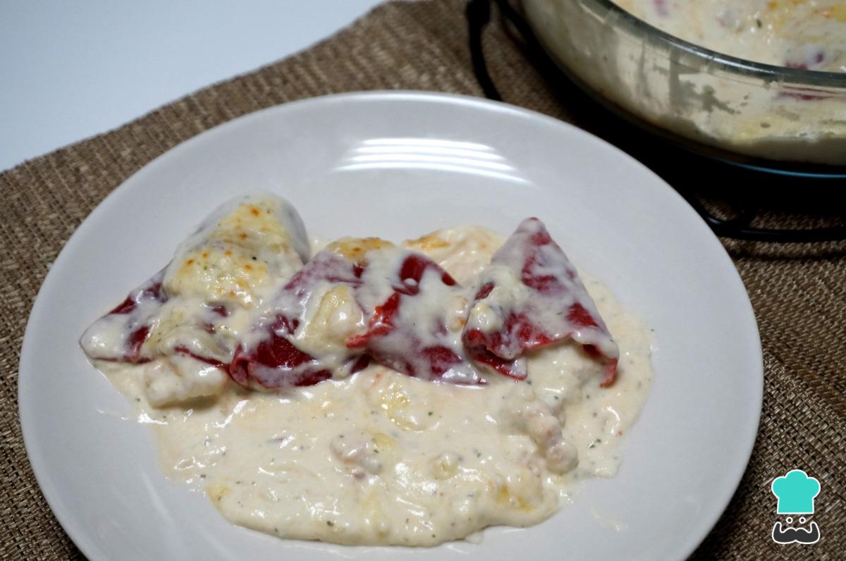 Receta de Pimientos del piquillo rellenos de bacalao y gambas
