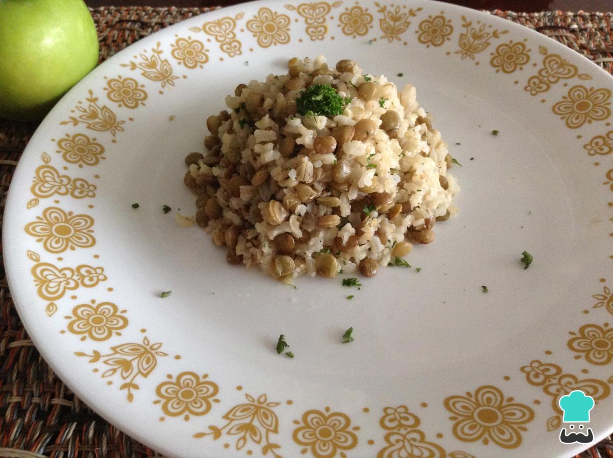 Receta de Arroz integral con lentejas