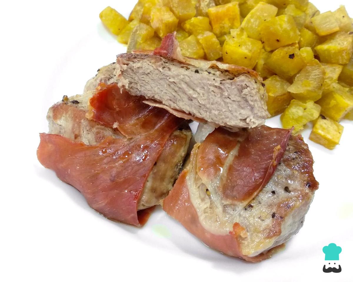 Receta de Solomillo de cerdo envuelto en bacon al horno