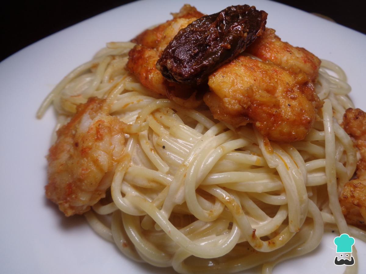 Receta de Pasta al chipotle con camarones