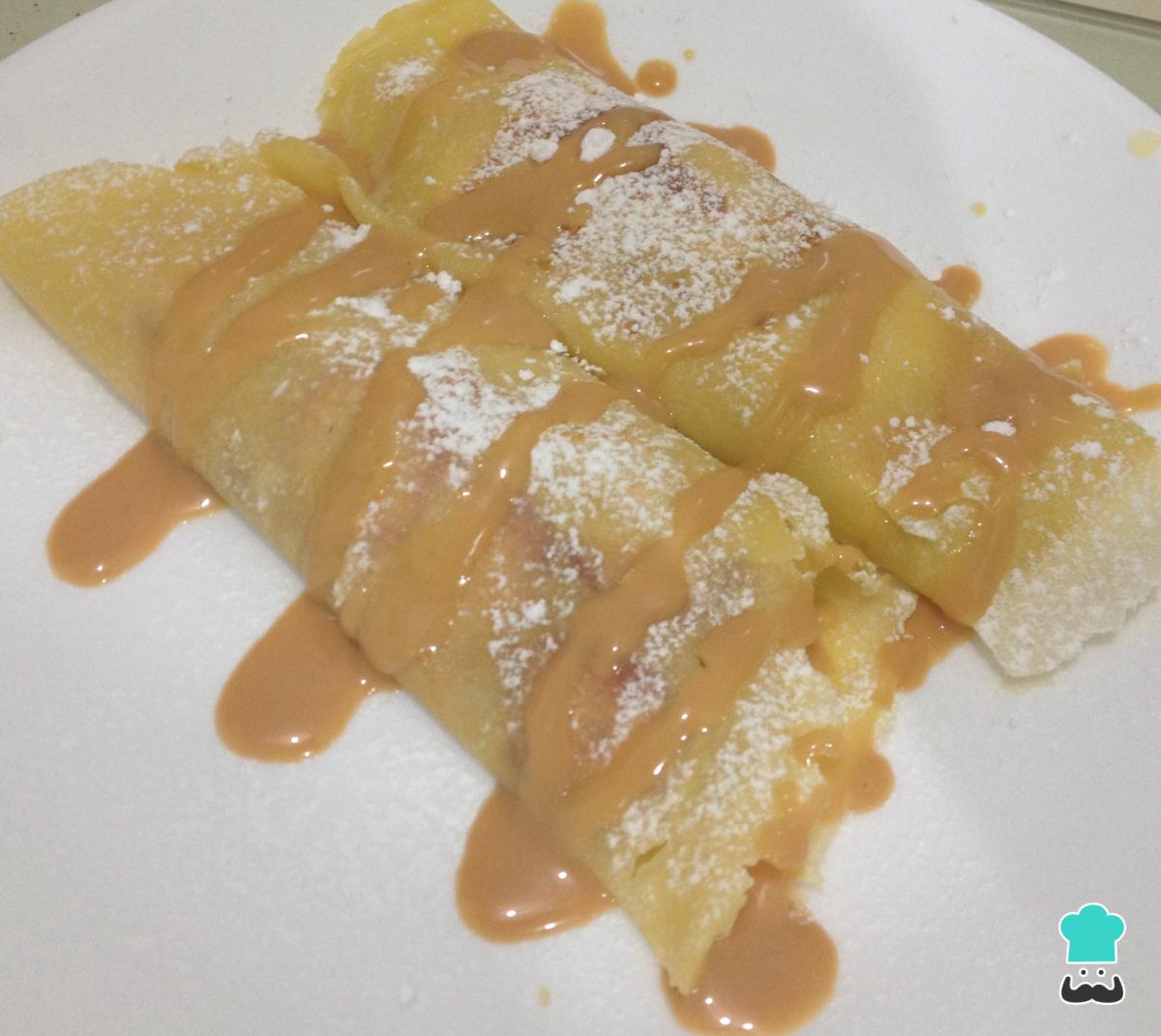 Receta de Crepes de Fresa y Plátano con dulce de leche