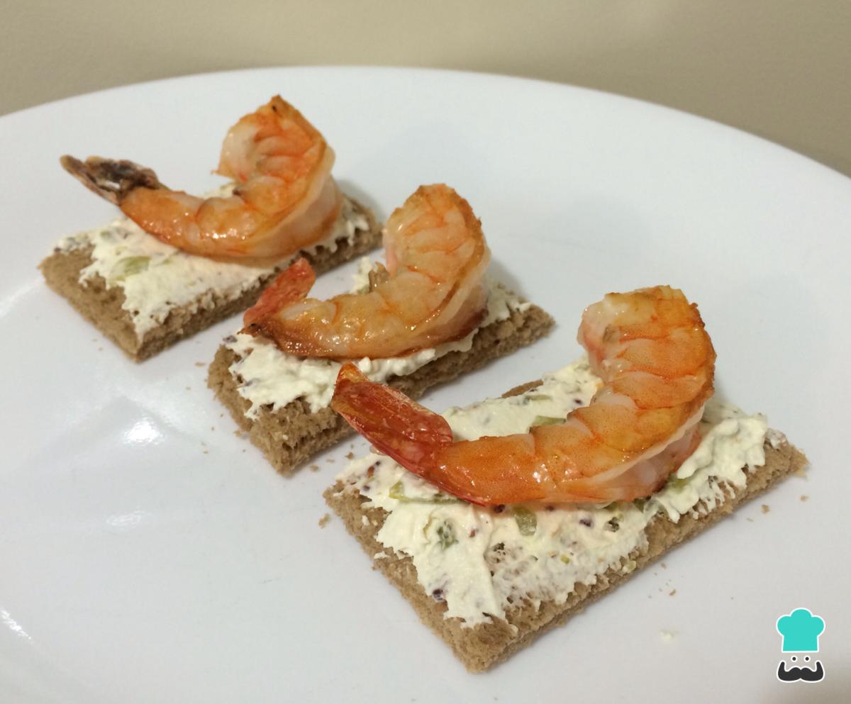 Receta de Tostadas con gambas