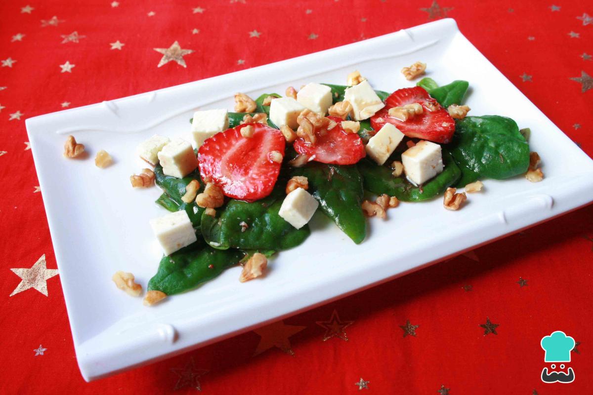 Receta de Ensalada de espinacas con fresas y queso de cabra