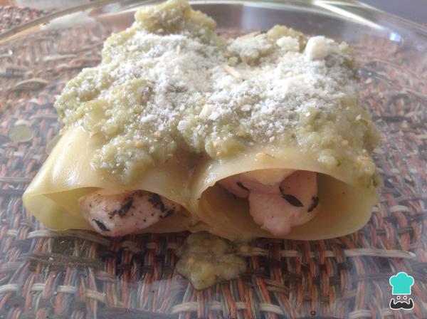 Receta de Canelones de pollo en salsa verde - Paso 9