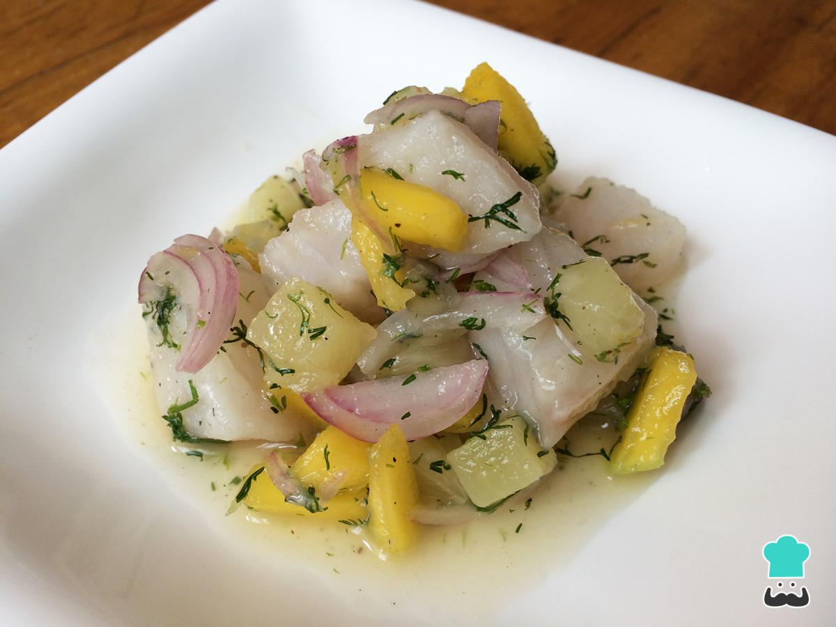 Receta de Ceviche de pescado con frutas