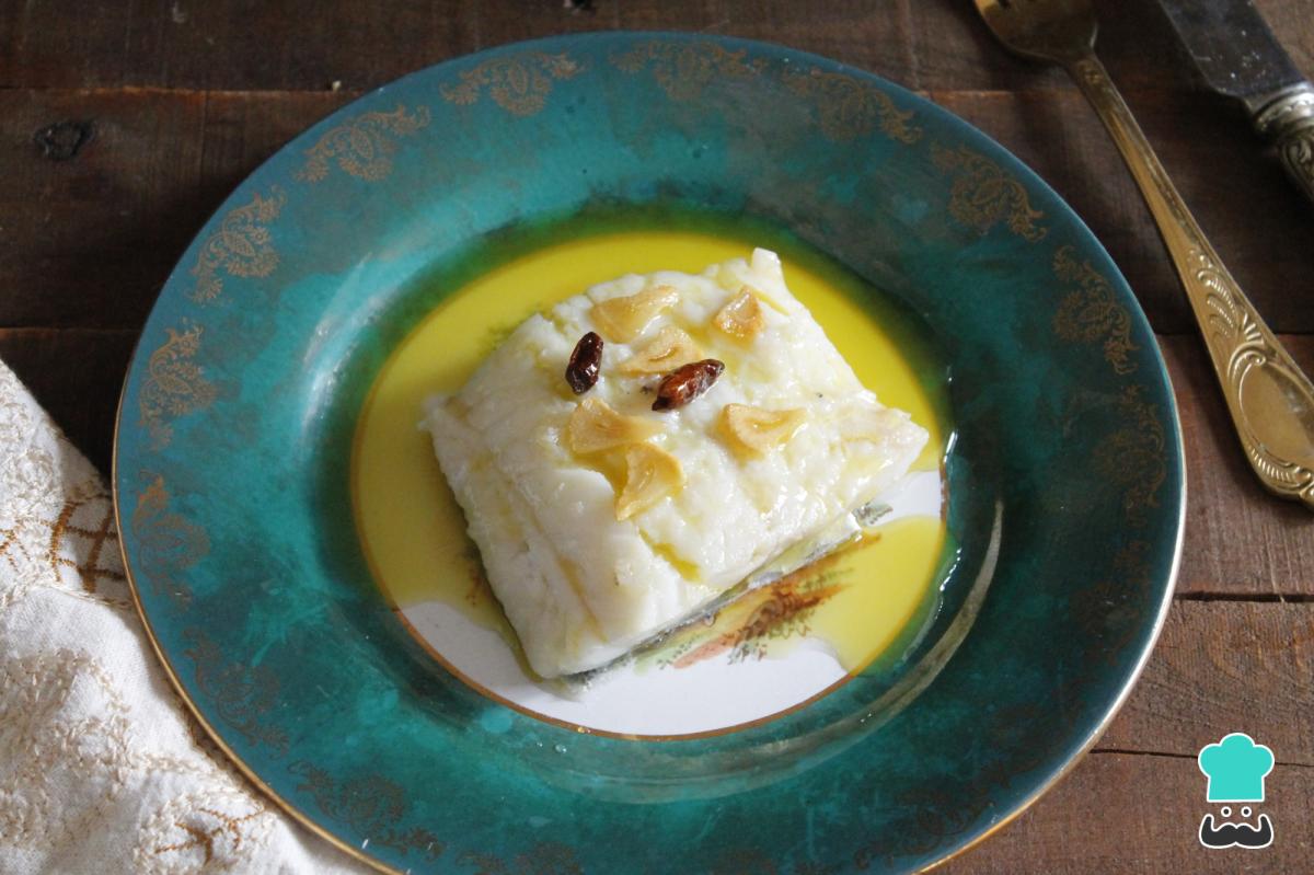 Receta de Bacalao al pil-pil con colador