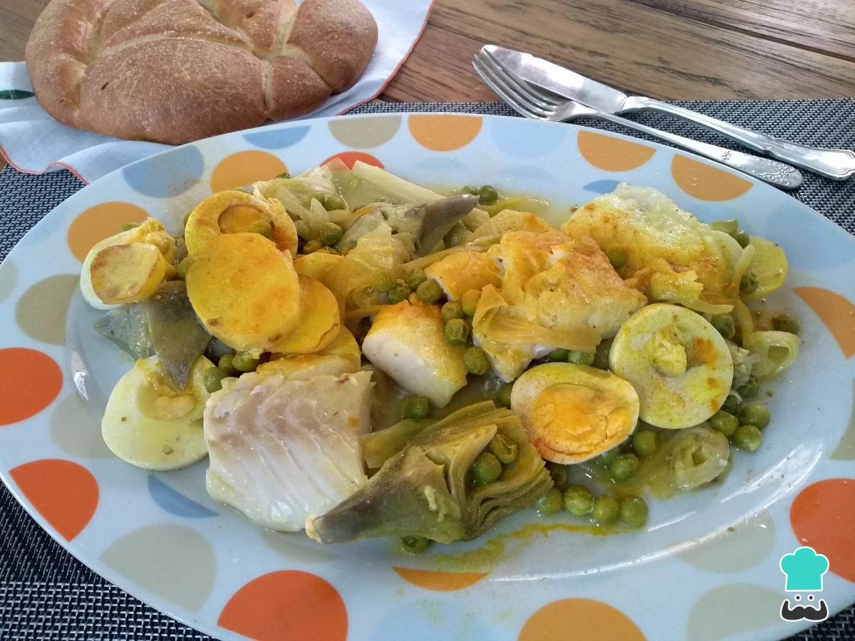 Receta de Bacalao con alcachofas