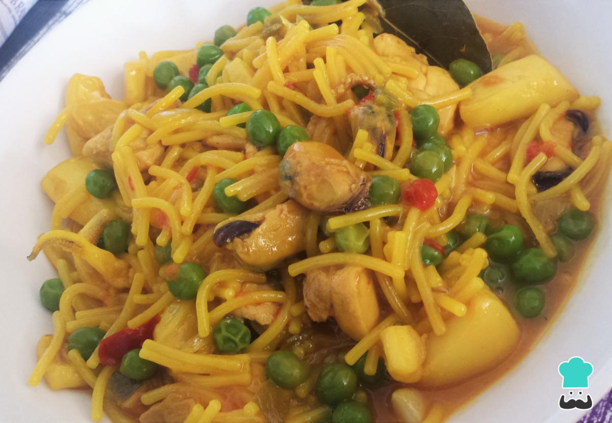 Receta de Fideos a la cazuela con sepia