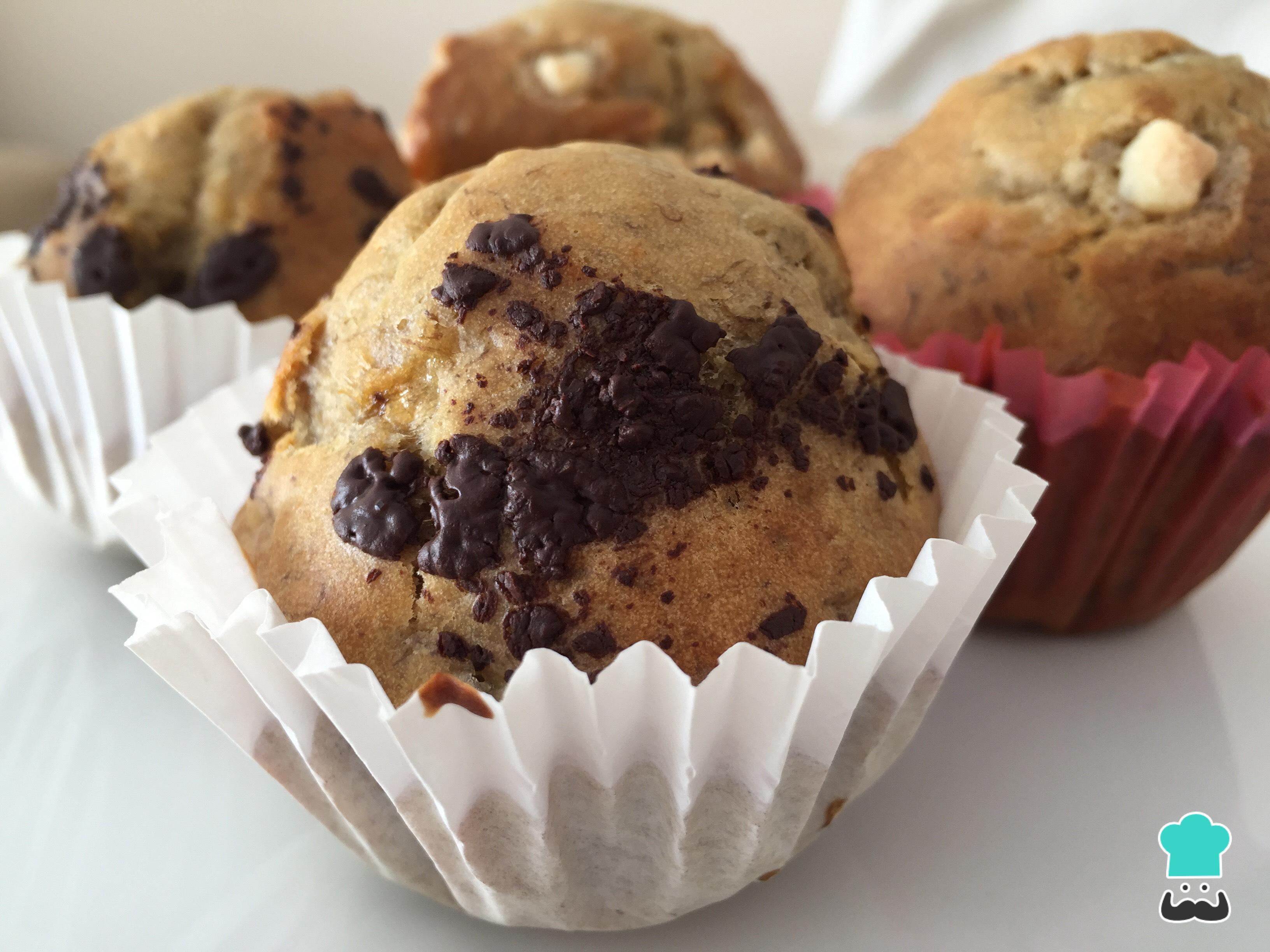 Muffins de plátano y chocolate DELICIOSOS y ESPONJOSOS