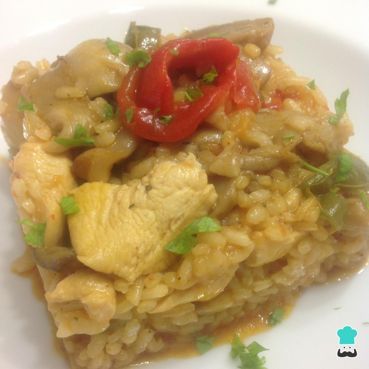 Receta de Paella de pollo y setas