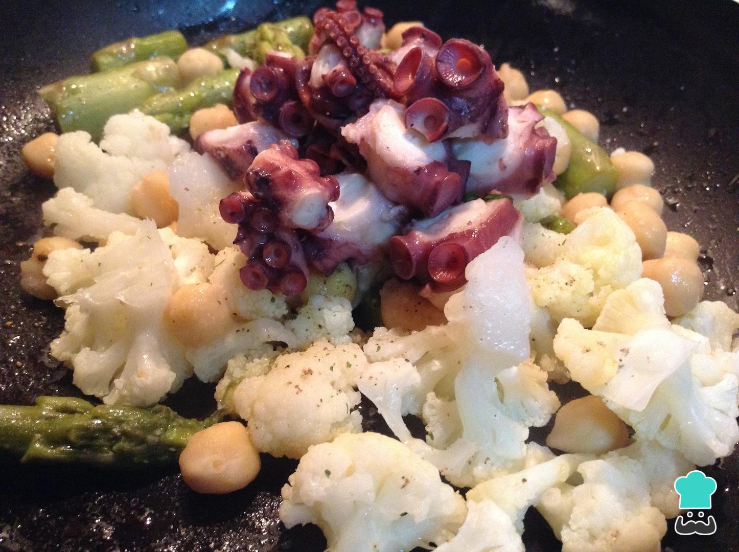 Ensalada de garbanzos con pulpo