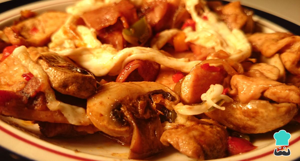 Receta de Alambre de pollo con pimientos