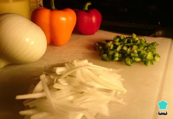 Receta de Alambre de pollo con pimientos - Paso 1