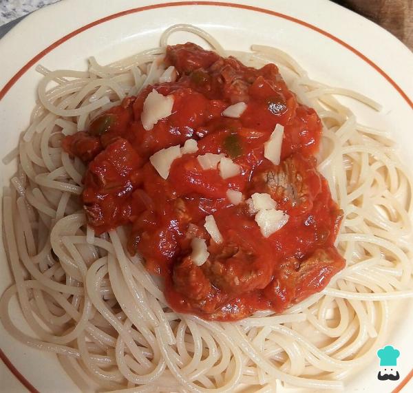 Receta de Pasta con verduras y carne