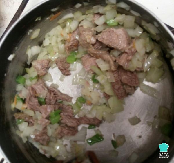 Receta de Pasta con verduras y carne - Paso 2