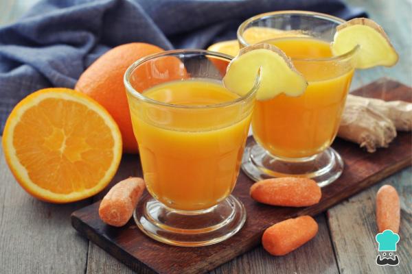Batidos detox para eliminar barriga - Batido de zanahoria, naranja y jengibre