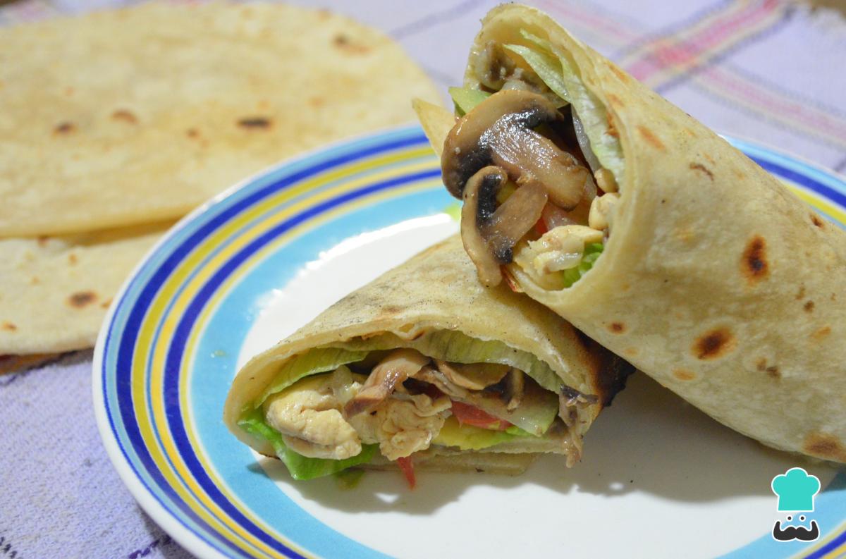 Receta de Wrap de pollo y champiñones