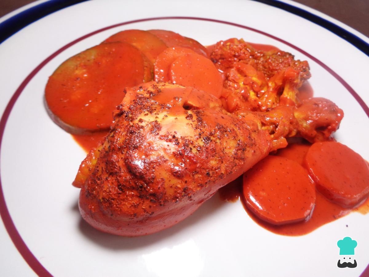 Receta de Pollo en achiote al horno con verduras