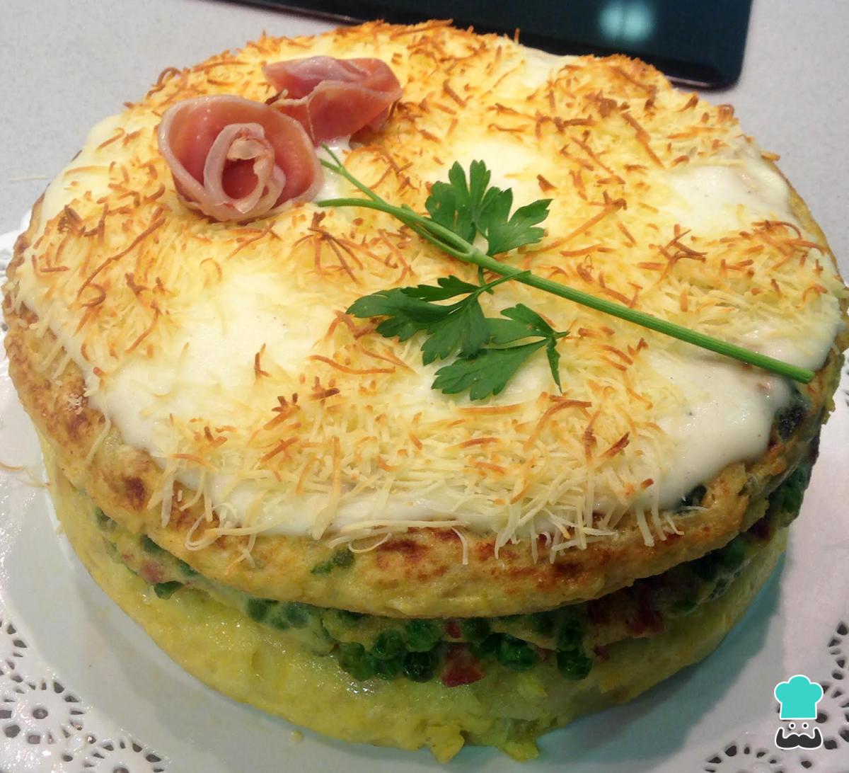 Receta de Pastel de tortillas con bechamel