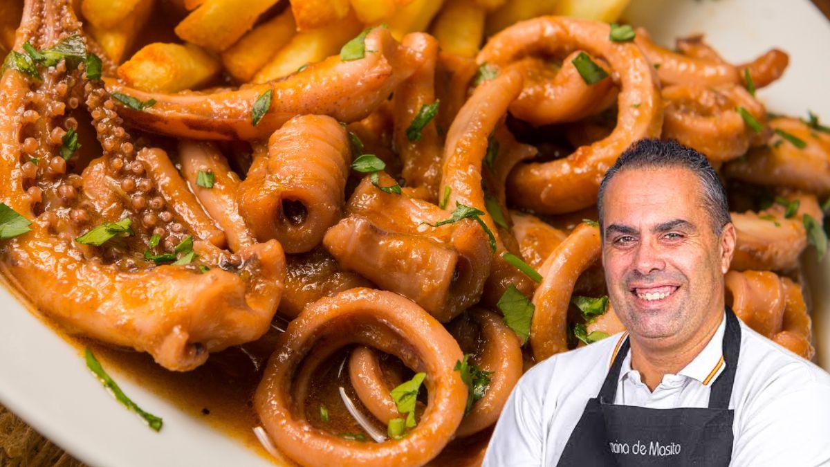 Dámaso Vélez, chef: “Los calamares más tiernos y sabrosos no se fríen, se hacen con 700 ml de caldo de pescado, 200 g de tomate y 2 puerros”