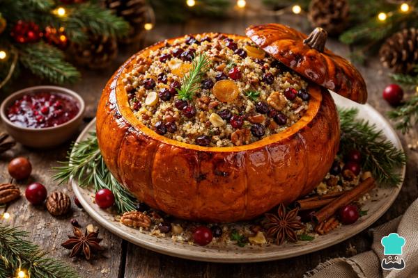 Recetas vegetarianas para Navidad - Calabaza asada rellena de quinoa y frutos secos