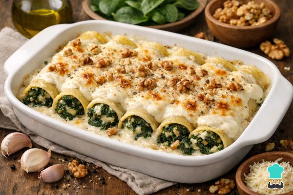 Recetas vegetarianas para Navidad - Canelones de espinacas y nueces