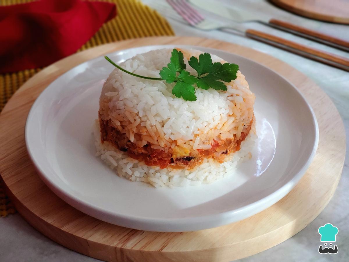 Receta de Arroz tapado de atún