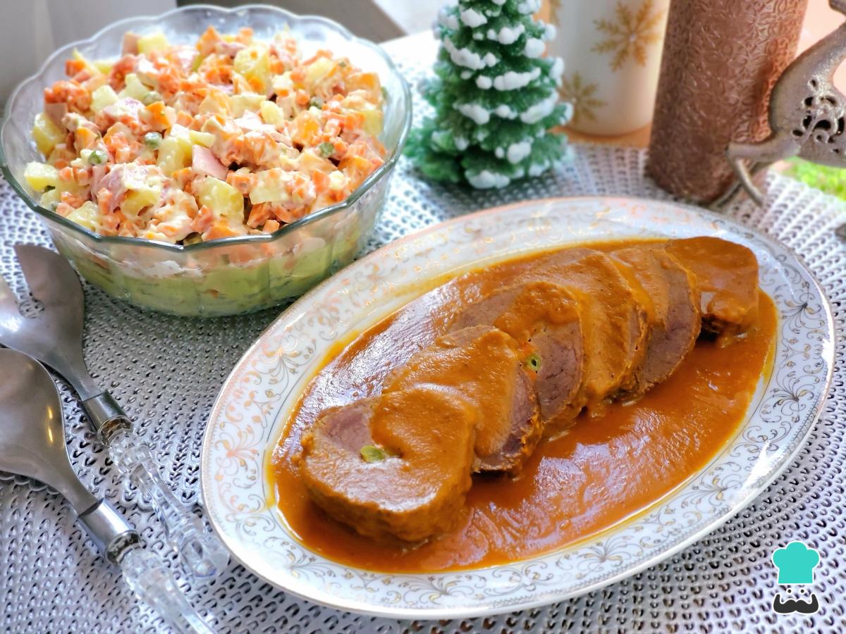 Receta de Asado de res con ensalada blanca