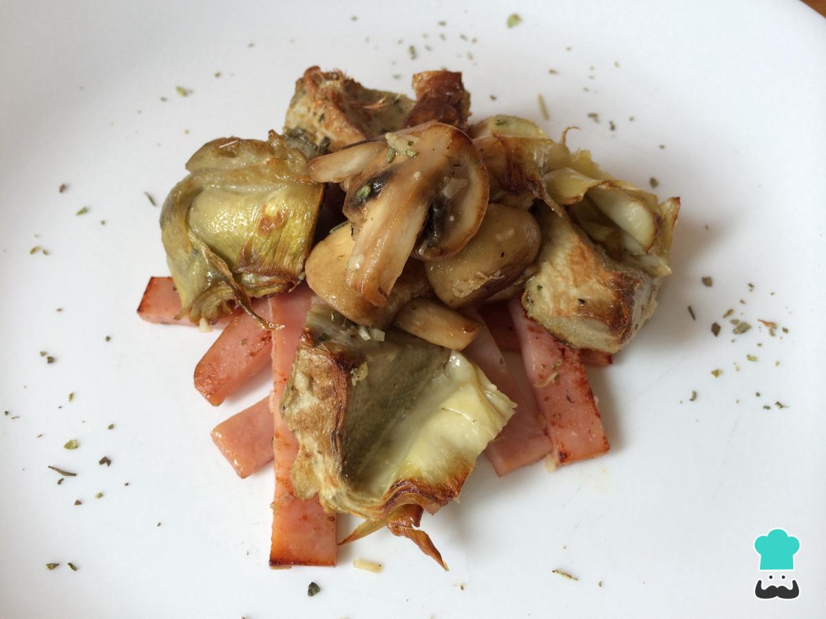 Receta de Alcachofas fritas con jamón